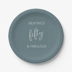 50 and Fabulous Modern Script Paper Plate
