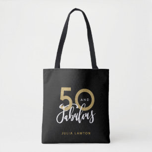 50 and fabulous modern stylish party  tote bag
