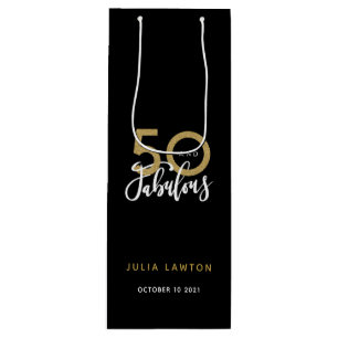 50 and fabulous modern stylish party  wine gift bag