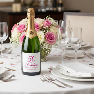 50 and Fabulous Name Date 50th Birthday Party Sparkling Wine Label