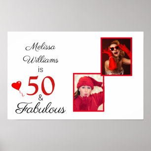 50 and Fabulous Name Two Photos 50th Birthday SM Poster
