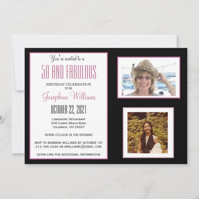 50 and Fabulous Party Photos   Invitation (Front)