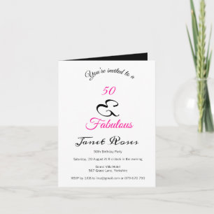 50 and Fabulous Personalised 50th Birthday Folded Invitation