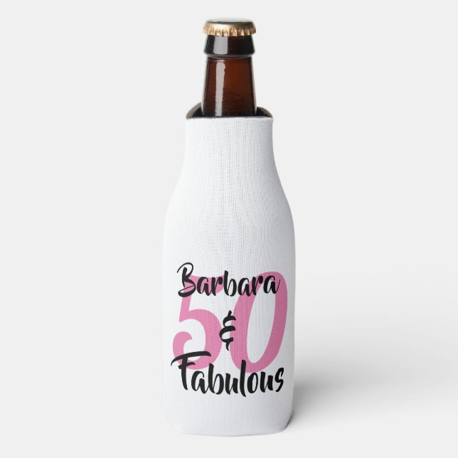 50 and Fabulous Personalised Birthday Party Bottle Cooler (Bottle Front)