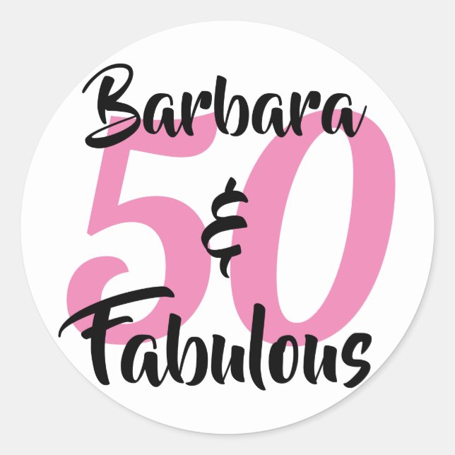 50 and Fabulous Personalised Birthday Party Classic Round Sticker (Front)