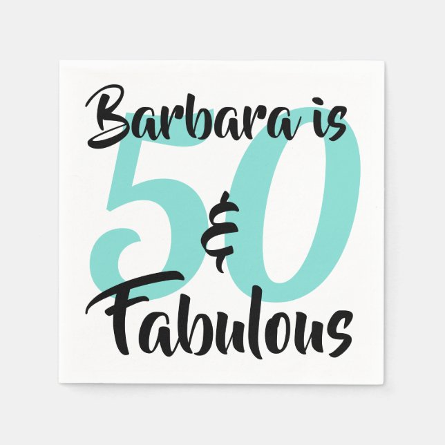 50 and Fabulous Personalised Birthday Party Napkin (Front)