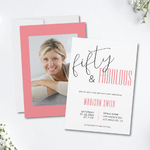 50 and Fabulous Photo 50th Birthday Invitation