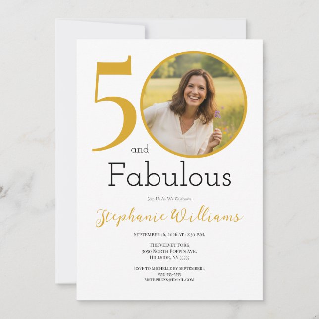 50 and Fabulous Photo 50th Birthday Party Invitation (Front)