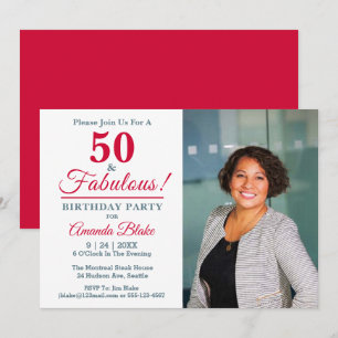 50 and Fabulous! Photo 50th Birthday Party Invite