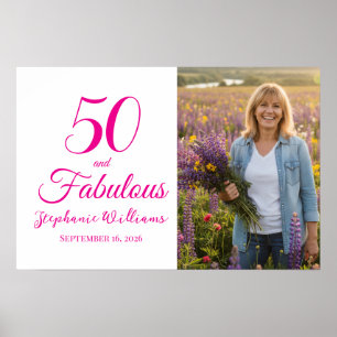 50 and Fabulous Photo 50th Birthday Party Poster