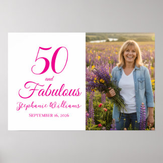 50 and Fabulous Photo 50th Birthday Party Poster