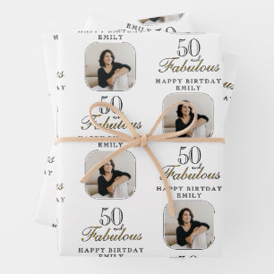 50 and Fabulous Photo 50th Birthday Wrapping Paper Sheet