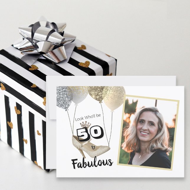 50 And Fabulous Photo Bold Golden Birthday Invitation (Creator Uploaded)