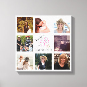 50 and Fabulous Photo Collage Keepsake Canvas Print