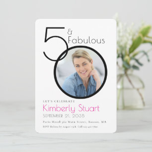 50 and Fabulous Photo Pink 50th Birthday Party Invitation