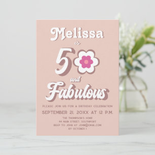 50 and Fabulous Pink 50th Birthday Groovy Invitati Invitation