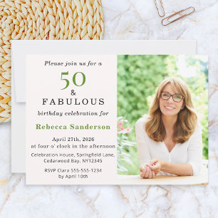 50 and Fabulous Pink 50th Birthday Party Invitatio Invitation