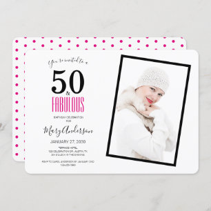 50 and Fabulous Pink 50th Birthday Party Invitation