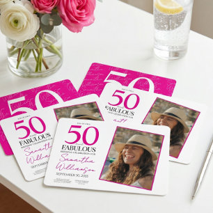 50 and Fabulous Pink 50th Birthday Party Invitation