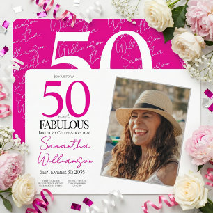 50 and Fabulous Pink 50th Birthday Party Invitation
