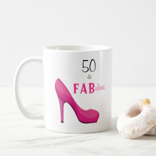 50 and Fabulous Pink and Black 50th Birthday Coffee Mug