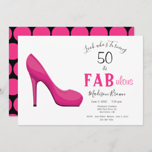 50 and Fabulous Pink and Black 50th Birthday Invitation