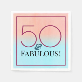 50 and Fabulous Pink and Blue Party Napkin