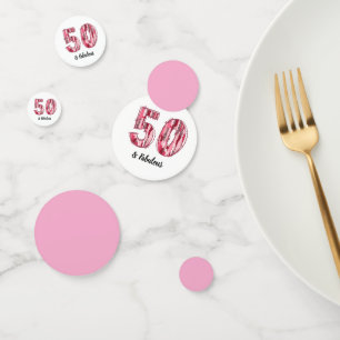 50 and Fabulous Pink and Leopard Brush Strokes Confetti
