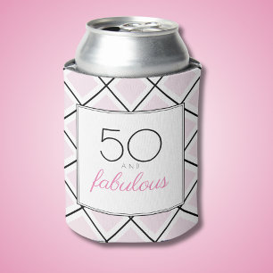 50 and fabulous pink birthday can cooler