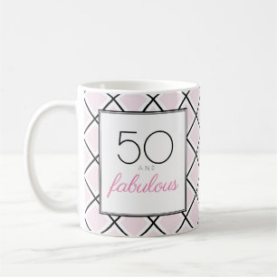 50 and fabulous pink birthday coffee mug