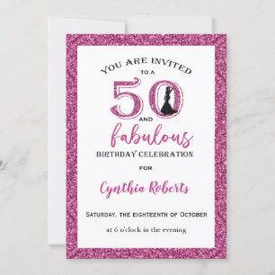 50 and Fabulous Pink Birthday Invitation