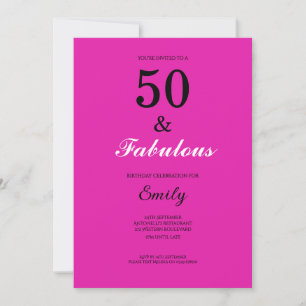 50 and Fabulous Pink Birthday Invitation