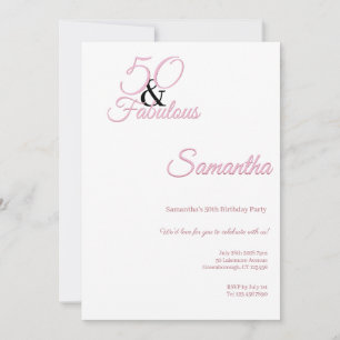50 and fabulous Pink Birthday Party Invitation