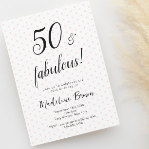 50 and Fabulous Pink Black 50th Birthday Invitation