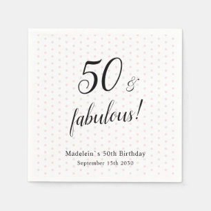 50 and Fabulous Pink Black 50th Birthday Napkin