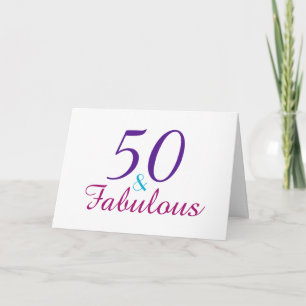 50 and Fabulous Pink Blue Violet Personalise Card