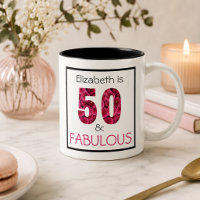 50 and Fabulous Pink Floral Personalised