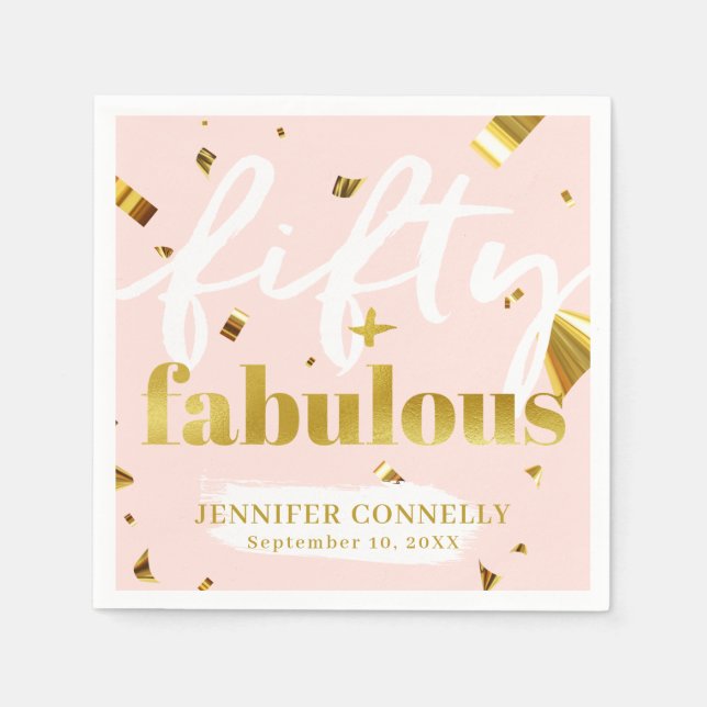 50 and Fabulous Pink Glam 50th Birthday Napkins (Front)
