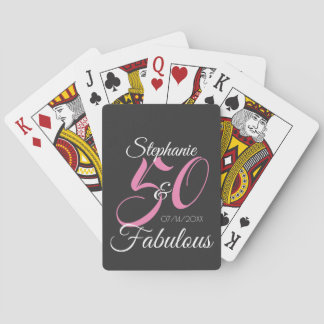 50 and Fabulous Pink Personalised Birthday Party  Playing Cards