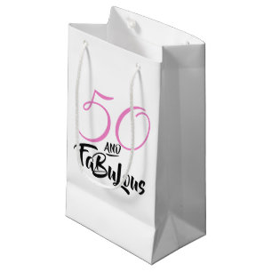 50 and Fabulous Pink Personalised Birthday Party Small Gift Bag