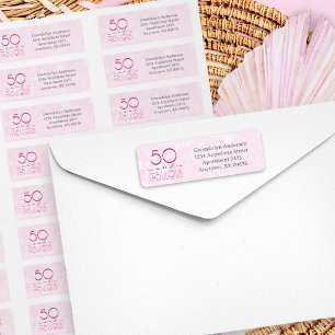 50 and Fabulous Pink Retro Vintage Typography Return Address Label
