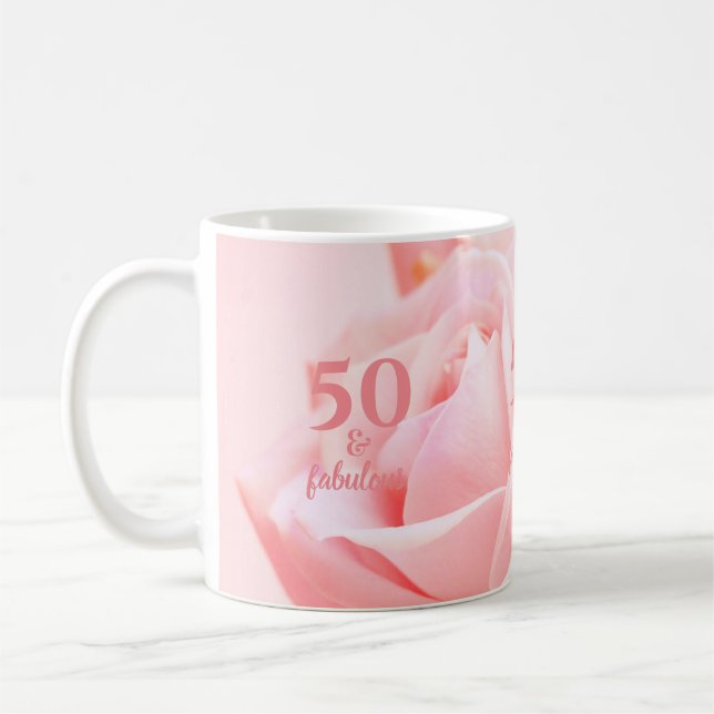 50 and Fabulous Pink Rose Photography | Coffee Mug (Left)