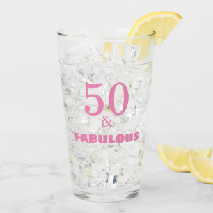 50 And Fabulous Pink Stylish Birthday Gift Favour Glass