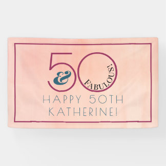 50 and Fabulous Pink Typography Birthday Party Banner