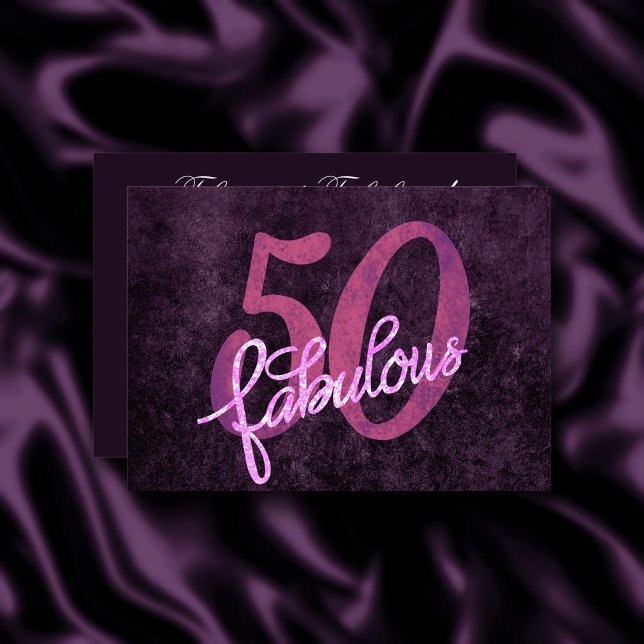 50 and Fabulous | Plum Purple and Pink Grunge Invitation (Creator Uploaded)