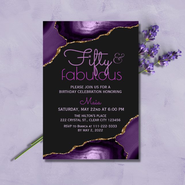 50 and Fabulous Purple Agate Invitation (Creator Uploaded)