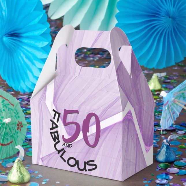 50 and Fabulous | Purple & Black Birthday Theme Favour Box (Party)