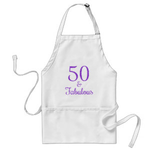 50 and Fabulous Purple Glitter Standard Apron