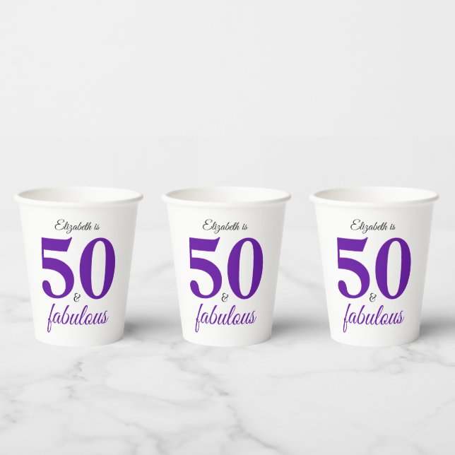 50 And Fabulous Purple Paper Cups (Multi)