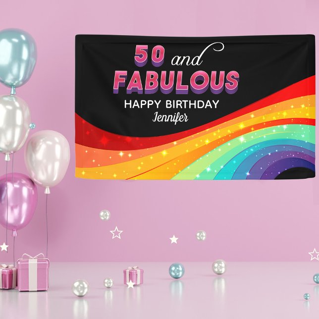 50 and Fabulous Rainbow Sparkle 50th Birthday Banner (Creator Uploaded)